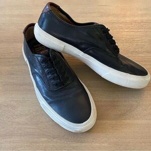 FRYE Black Leather Sneakers Men’s 10 | Brown Heel Accent, Casual Street Style